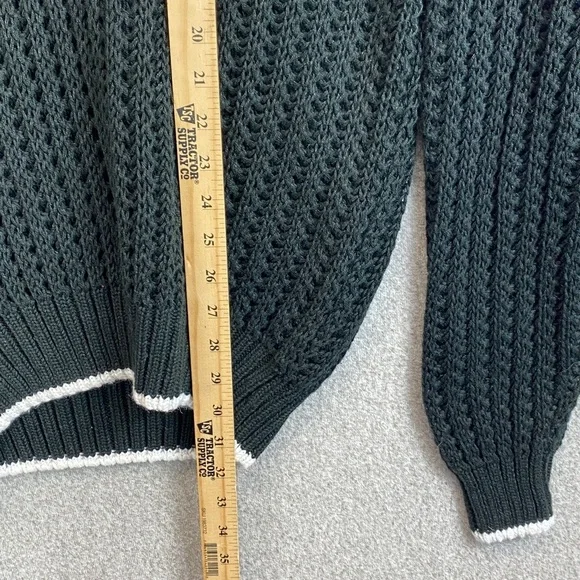 Vintage varsity style sweater M oversized chunky cable open knit preppy retro - Picture 5 of 8